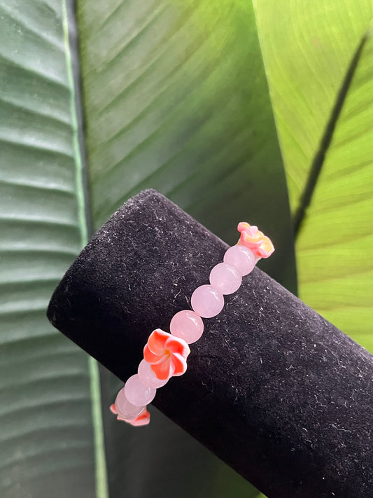 Orange/Pink Hibiscus bracelet